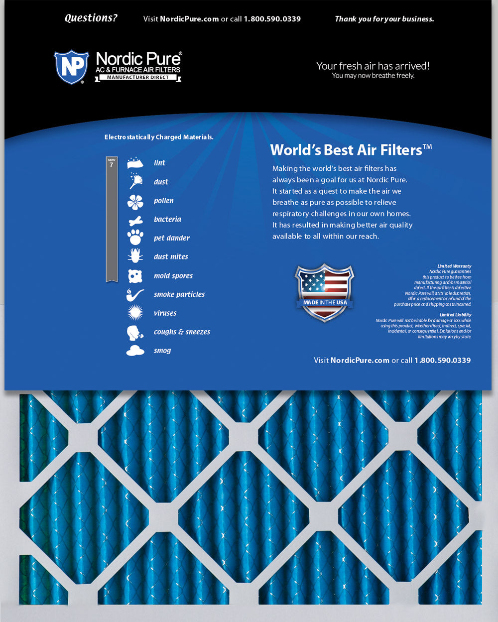 6x10x1 Exact MERV 7 AC Furnace Filters 6 Pack - Actual Size 6 x 10 x 3/4 Exact (6 x 10 x 0.75) Back