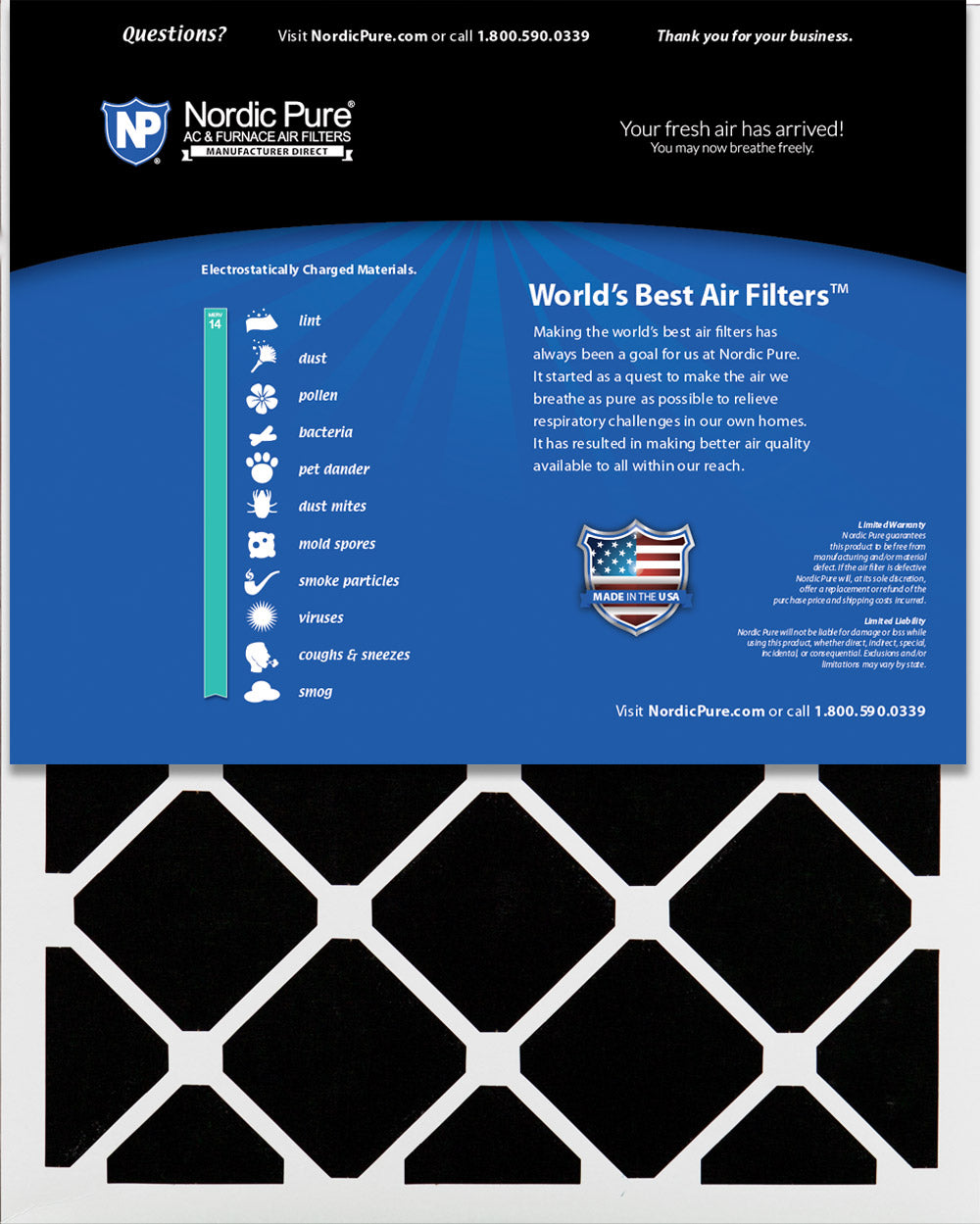 12x26 1/2x1 Exact MERV 14 Plus Carbon AC Furnace Filters