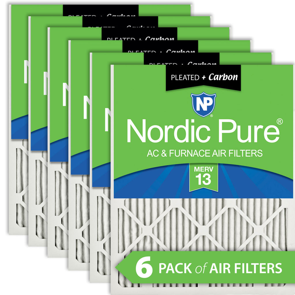 18x25x1 Pleated Air Filters MERV 13 Plus Carbon