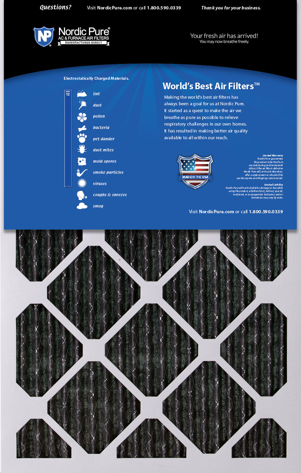 28x34x1 MERV 12 Plus Carbon AC Furnace Filters