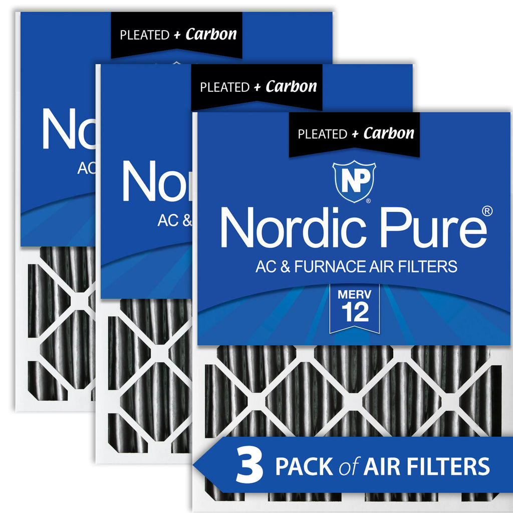 14x25x2 Furnace Air Filters MERV 12 Pleated Plus Carbon