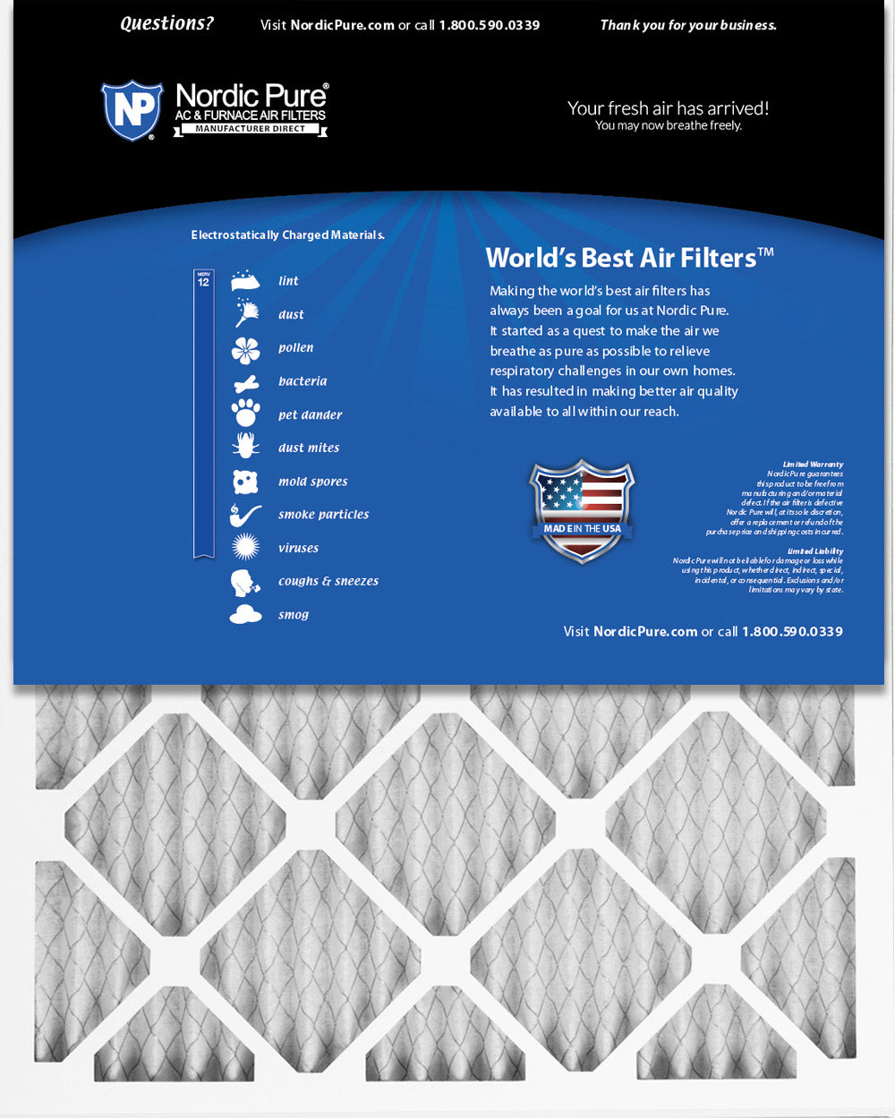 18x25x1 Pleated MERV 12 Air Filters