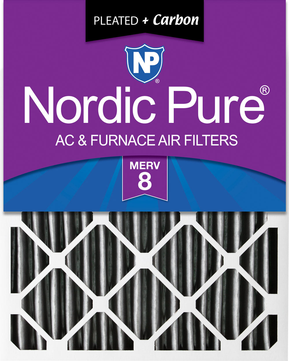 20x20x4 (3 5/8) Furnace Air Filters MERV 8 Pleated Plus Carbon