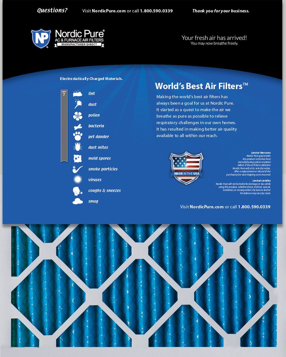 8x20x1 Pleated MERV 7 Air Filters