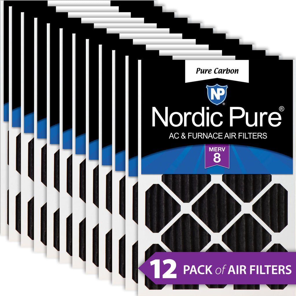 12x24x2 Pure Carbon Pleated Odor Reduction Merv 8 Furnace Filters