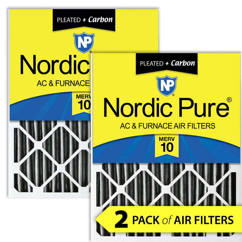16x25x4 (3 5/8) Furnace Air Filters MERV 10 Pleated Plus Carbon