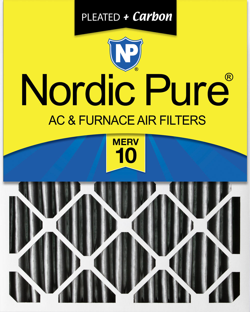 20x25x4 (3 5/8) Furnace Air Filters MERV 10 Pleated Plus Carbon