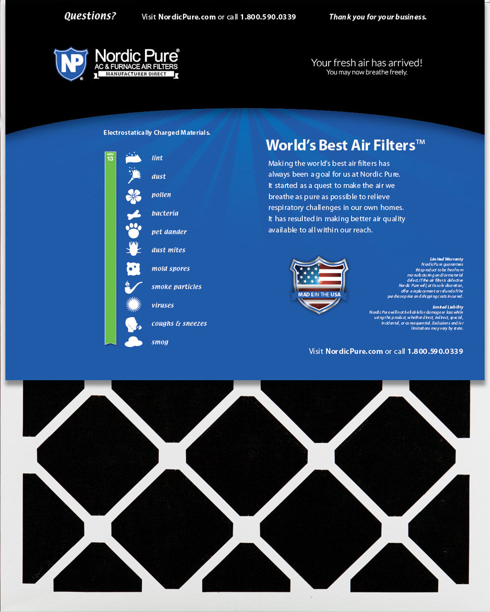 22x23x1 MERV 13 Plus Carbon AC Furnace Filters