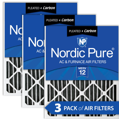 12x20x2 Furnace Air Filters MERV 12 Pleated Plus Carbon