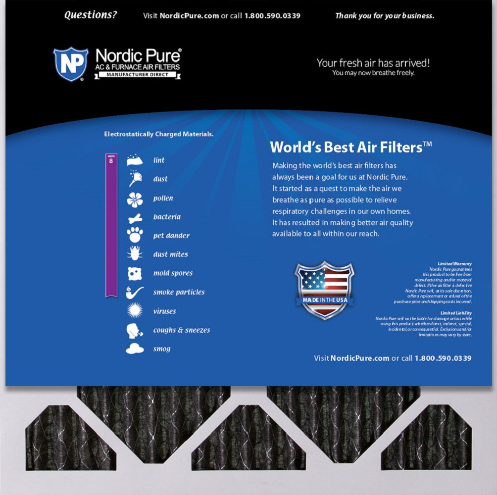 23 1/2x23 1/2x1 MERV 8 Plus Carbon AC Furnace Filters