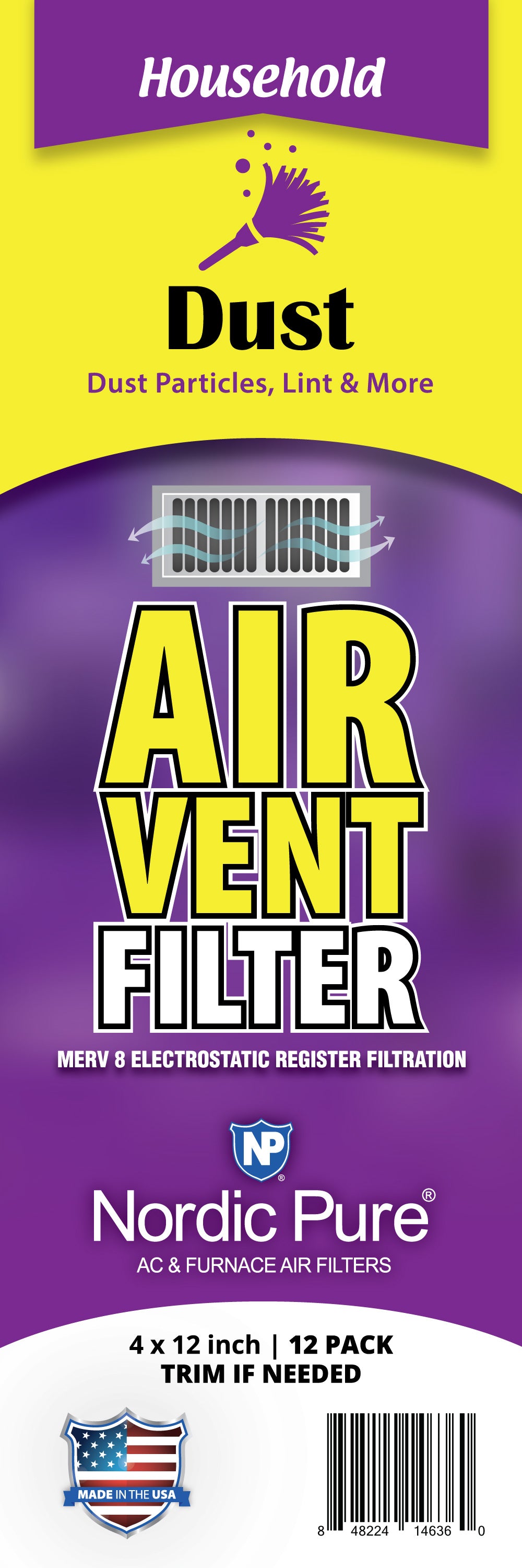 Dust Reducing Air Vent Filters 4x12 (Register Vent Filters)