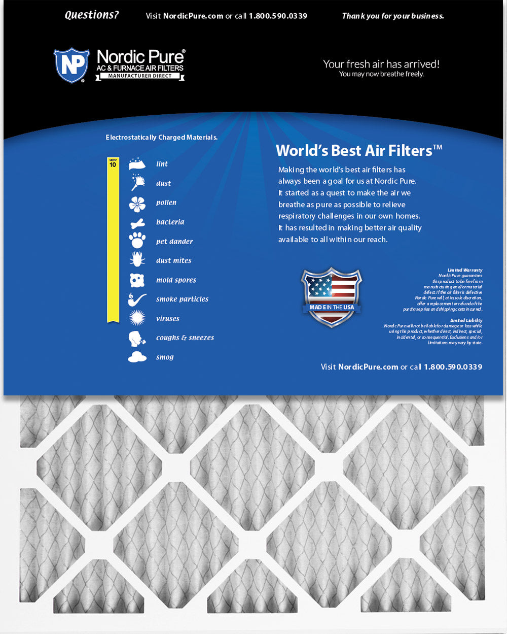 12 1/8x15x1 MERV 10 AC Furnace Filters