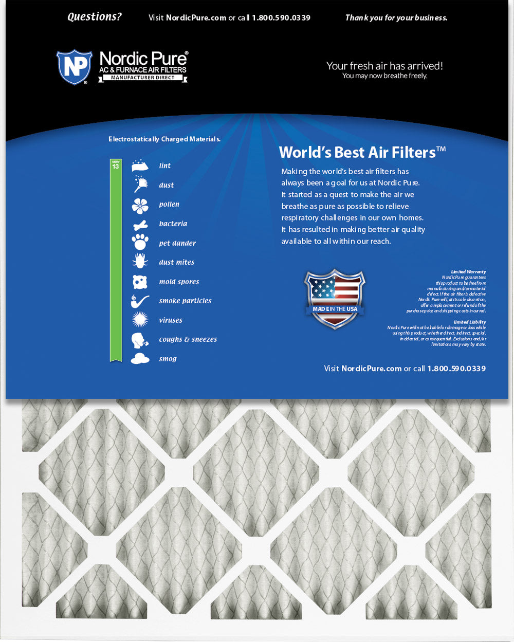 18x20x1 Pleated MERV 13 Air Filters