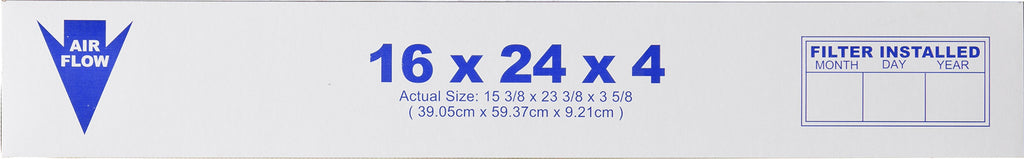 16x24x4 (3 5/8) Pleated Air Filters MERV 15 Plus Carbon