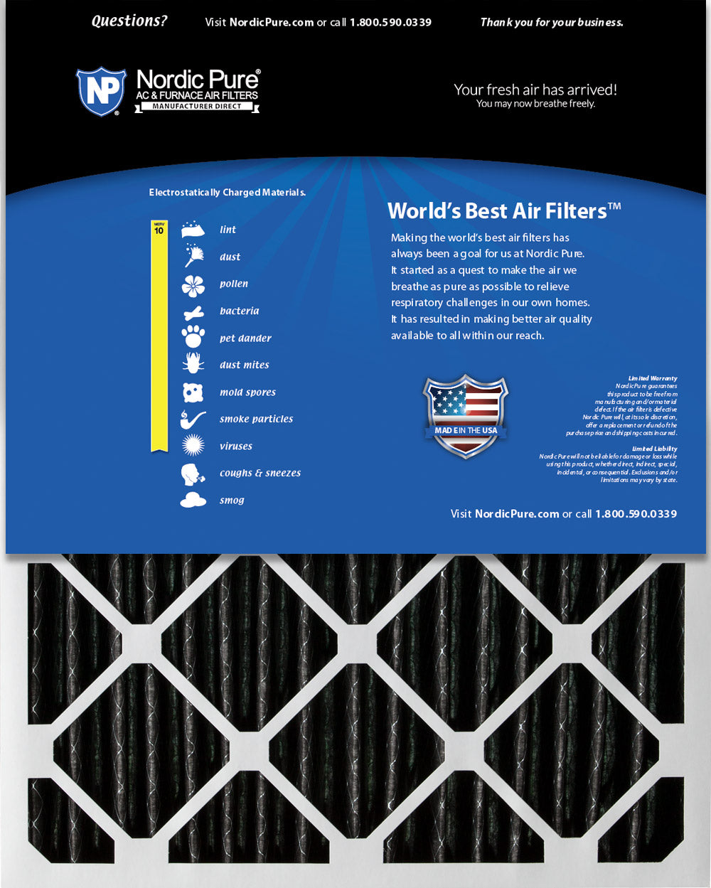29x29x1 MERV 10 Plus Carbon AC Furnace Filters