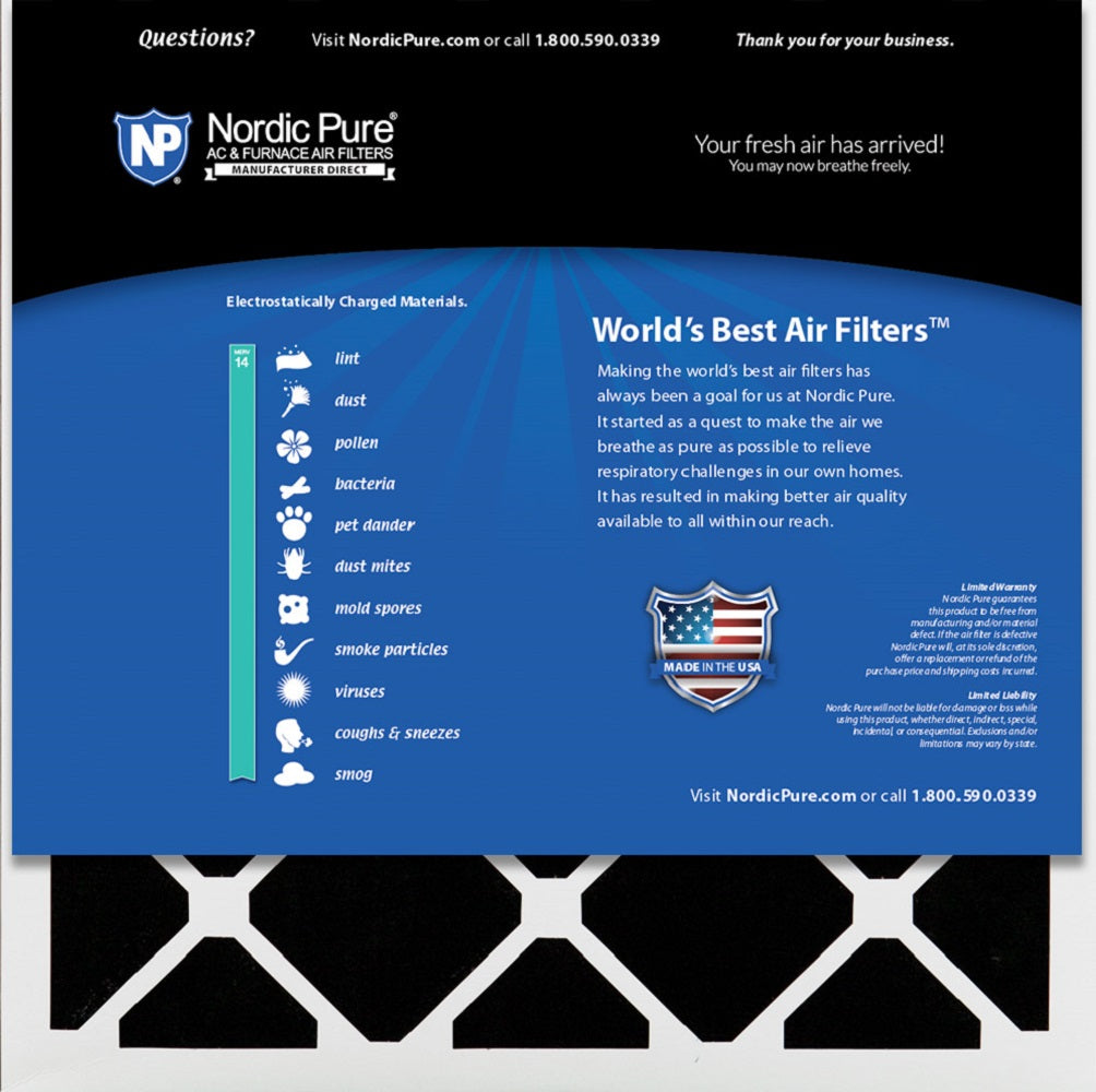27x27x1 MERV 14 Plus Carbon AC Furnace Filters