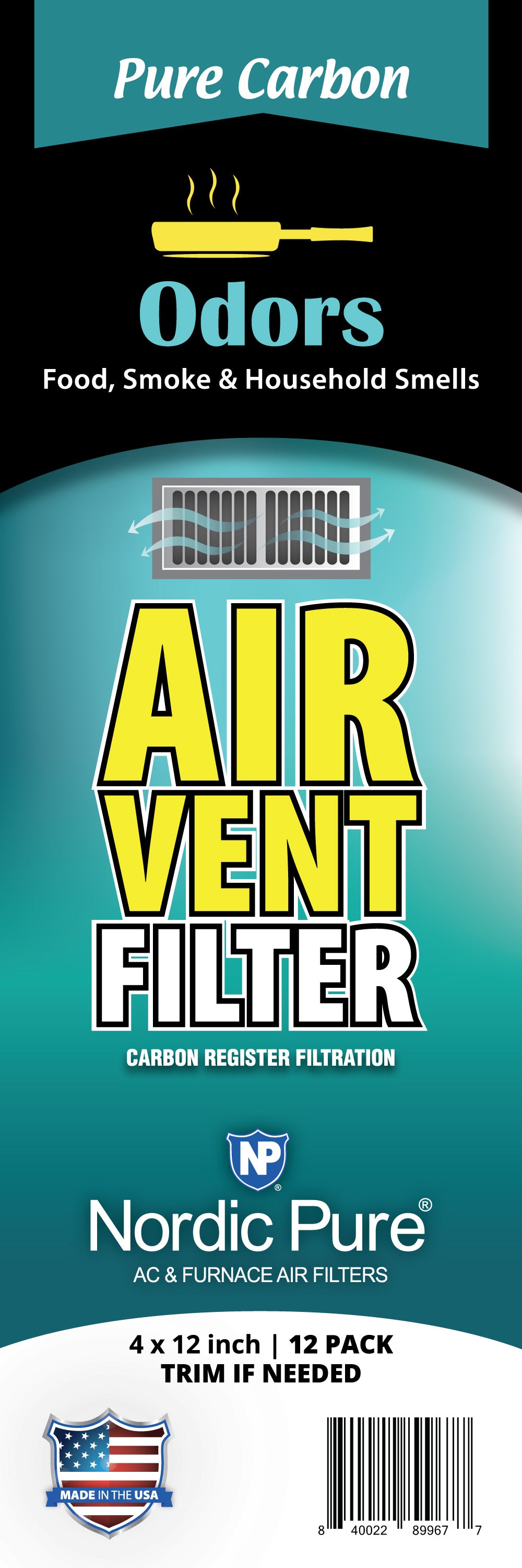 Carbon Air Vent Filters 4x12 (Register Vent Filters)