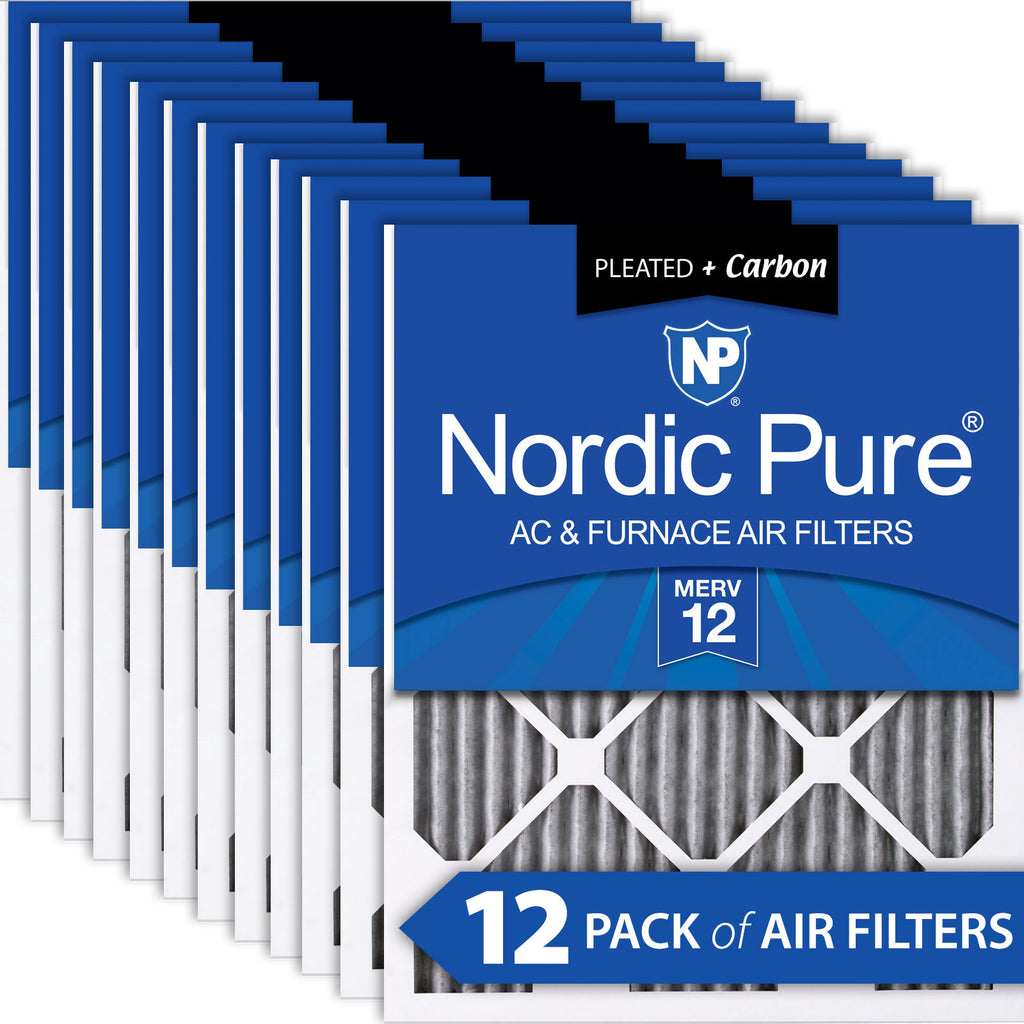 12x25x1 Furnace Air Filters MERV 12 Pleated Plus Carbon