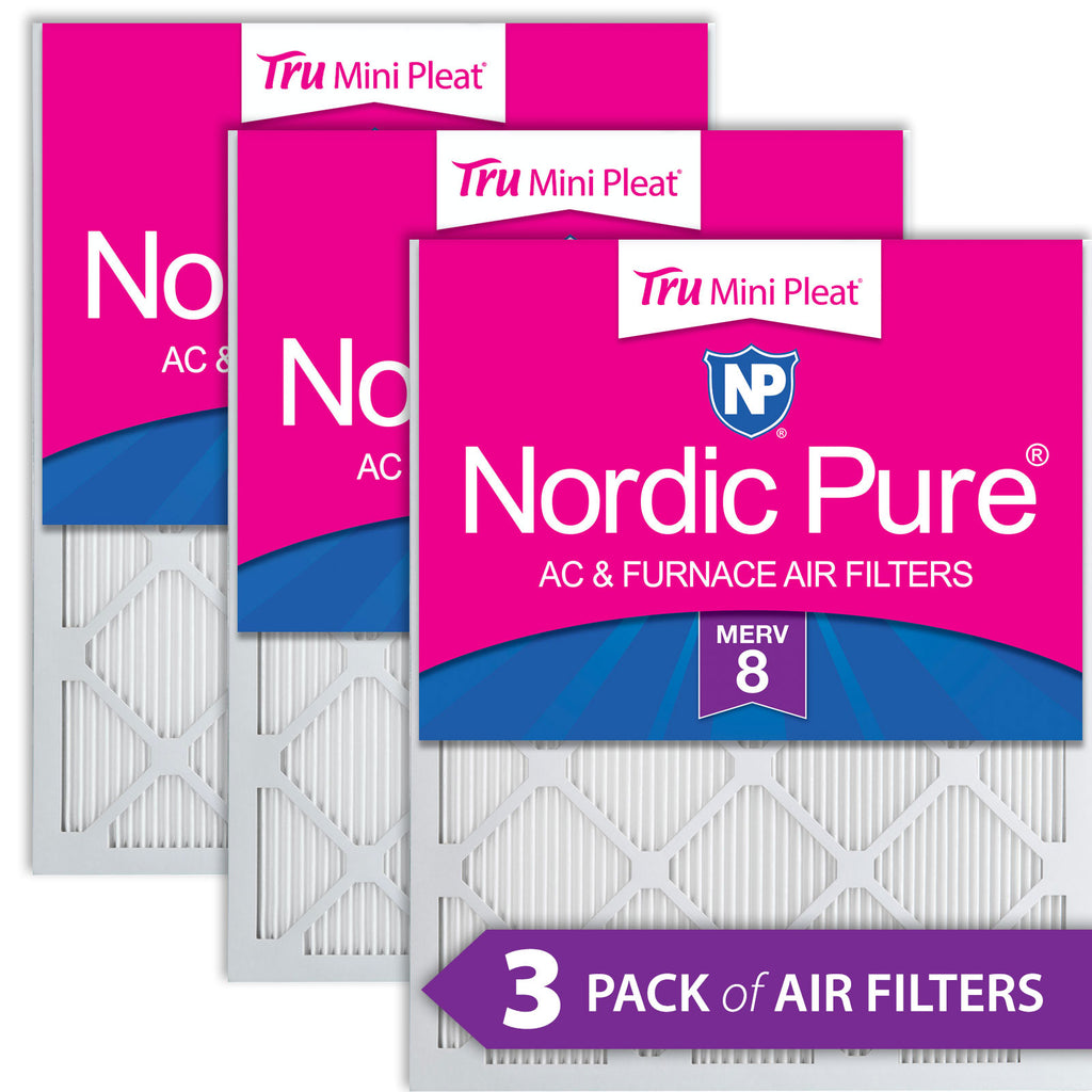 25x25x1 Nordic Pure Tru Mini Pleat MERV 8 AC Furnace Air Filters