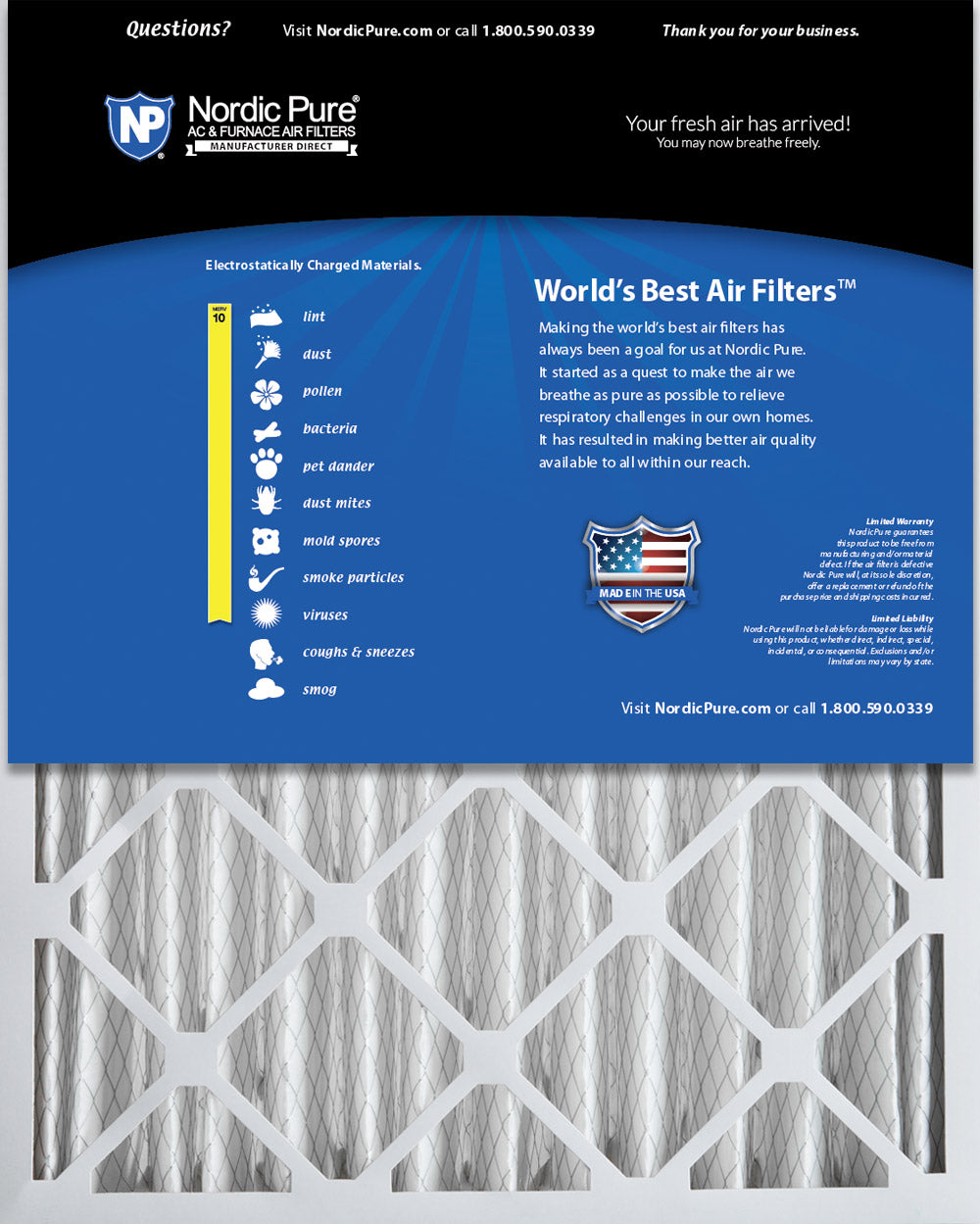 28x30x4 (3 5/8) Pleated MERV 10 Air Filters