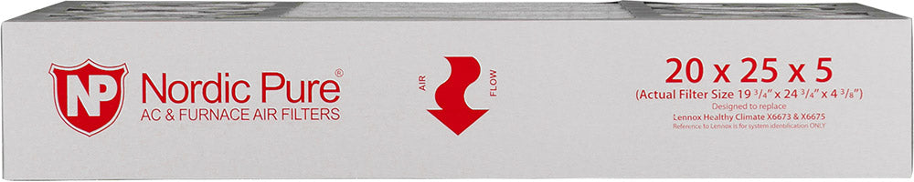 20x25x5 (4 3/8) Lennox X6673 X6675 Replacement Pure Carbon Pleated Odor Reduction Merv 8 Furnace Filter
