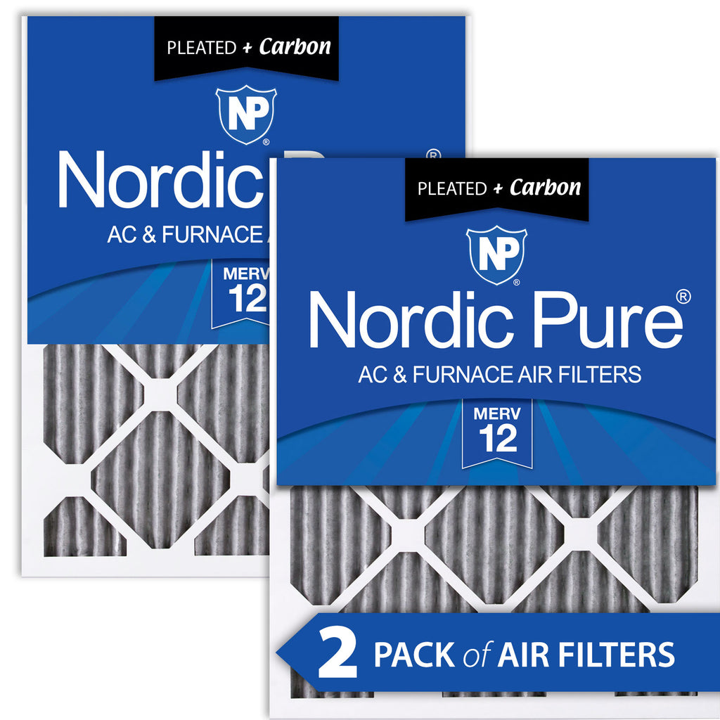 16x25x1 Furnace Air Filters MERV 12 Pleated Plus Carbon