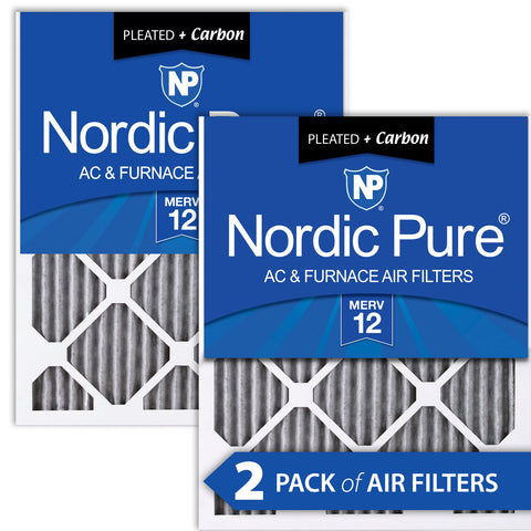 12x12x1 Furnace Air Filters MERV 12 Pleated Plus Carbon