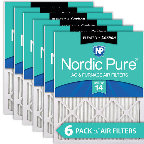 6x12x1 Exact MERV 14 Plus Carbon AC Furnace Filters 6 Pack