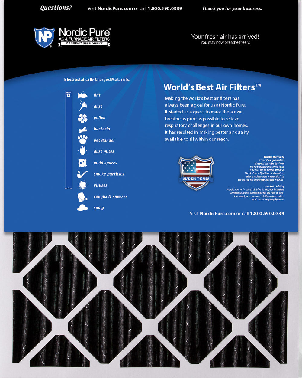 20x25x5 (4 3/8) Honeywell/Lennox Replacement Air Filters MERV 12 Pleated Plus Carbon