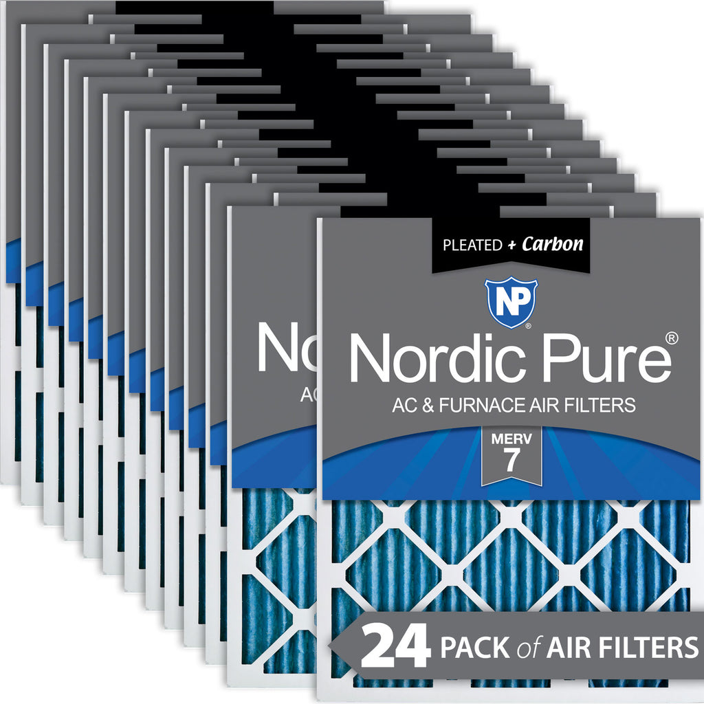 12x25x1 Pleated Air Filters MERV 7 Plus Carbon