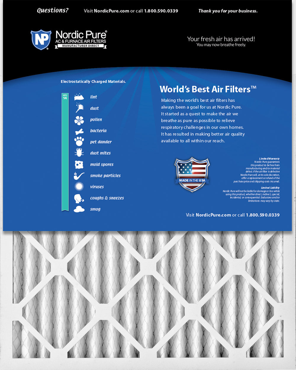 18x20x2 Pleated MERV 14 Air Filters