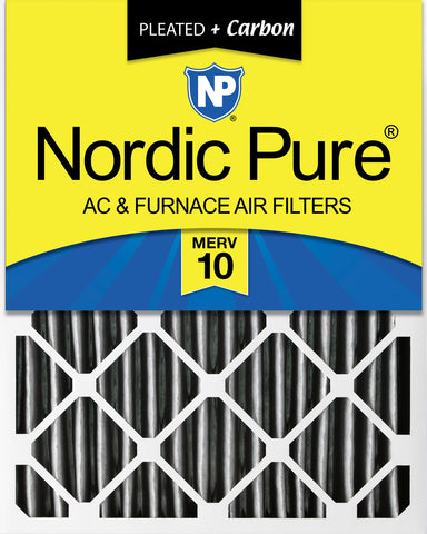 12x24x4 (3 5/8) Furnace Air Filters MERV 10 Pleated Plus Carbon