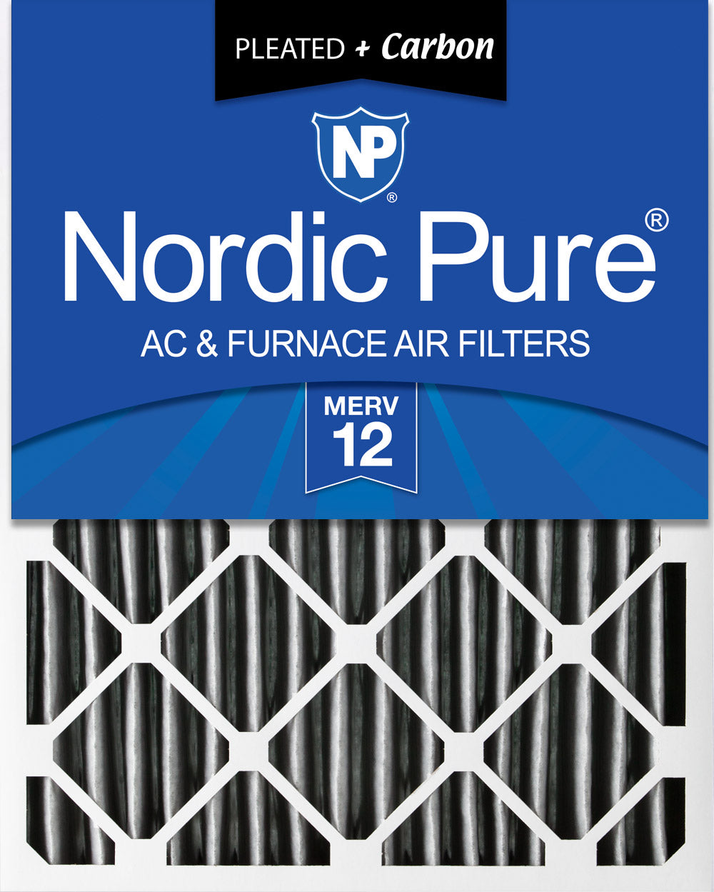 20x25x4 (3 5/8) Furnace Air Filters MERV 12 Pleated Plus Carbon