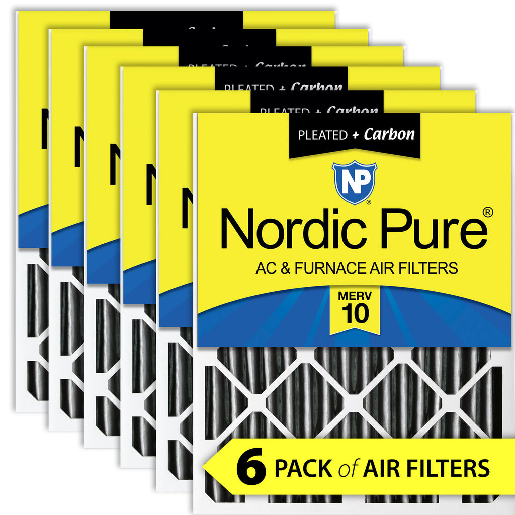 16x25x4 (3 5/8) Furnace Air Filters MERV 10 Pleated Plus Carbon