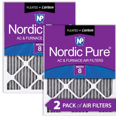 14x25x1 Furnace Air Filters MERV 8 Pleated Plus Carbon